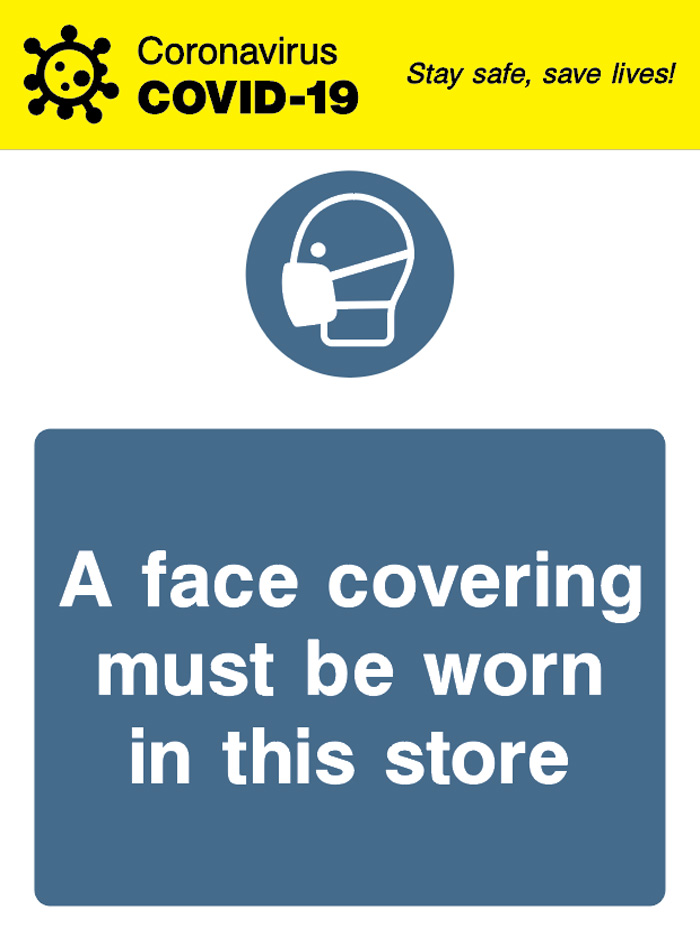 A Face Covering Must Be Worn In This Store - Covid 19