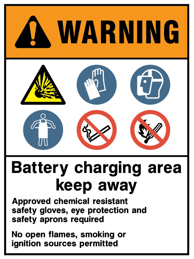 Garage Signs - Battery Charging Area Keep Away