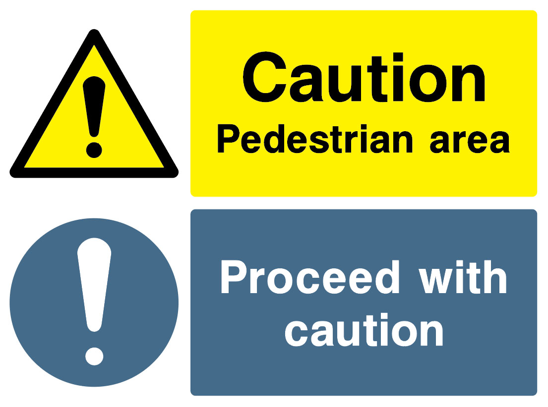 Garage Signs - Caution Pedestrian Area