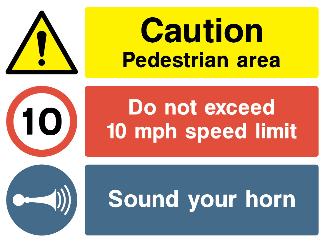 Garage Signs - Caution Pedestrian Area Type 2