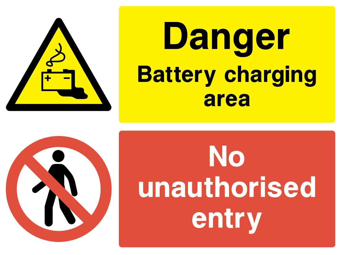 Garage Signs - Danger battery Charging Area Type 2