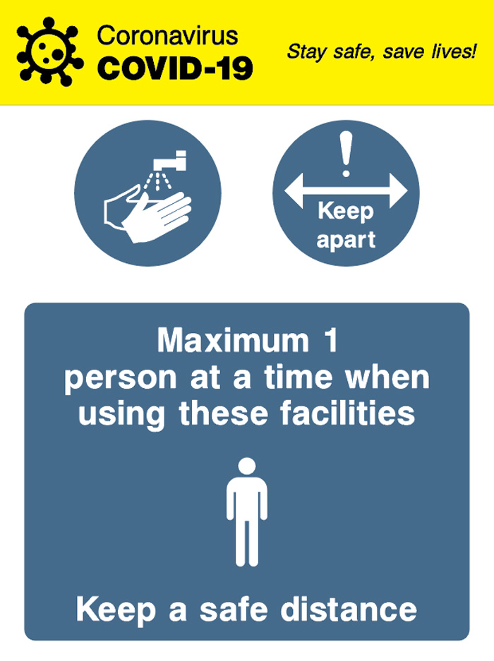 Maximum 1 Person At A Time When Using These Facilities - Covid 19