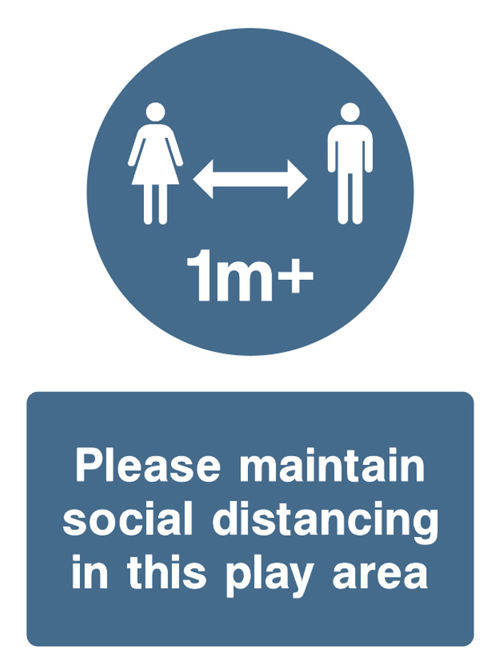 Please Maintain Social Distancing In This Play Area - 1m