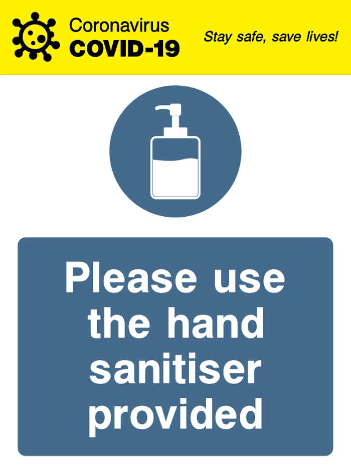 Please use The Hand Sanitiser Provided - Covid 19