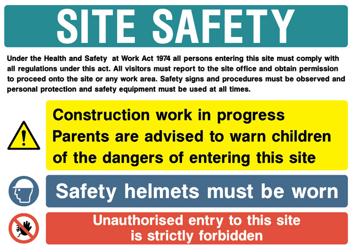 Site Safety Board - Type H - Construction Work In Progress