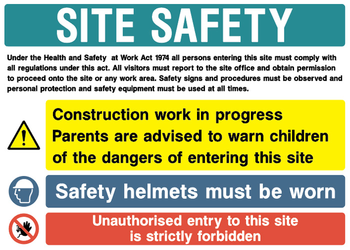 Site Safety Board - Type L - Construction Work In Progress