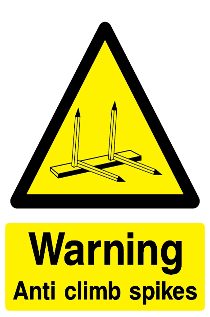 Warning - Anti climb spikes